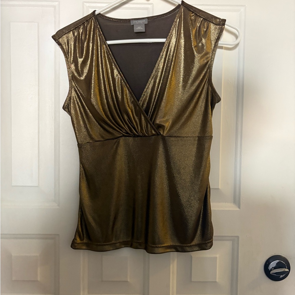 Ann Taylor Bronze Metallic Sleeveless Blouse